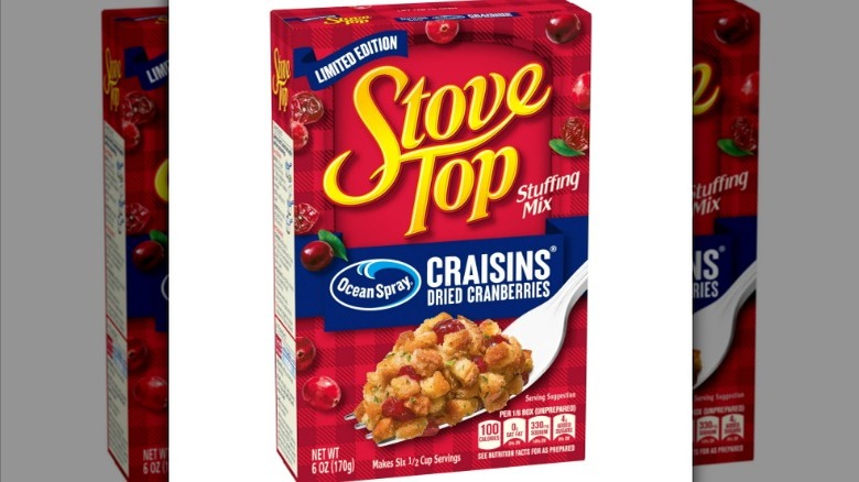 A box of limited-edition Stove Top Stuffing Mix with Ocean Spray Craisins