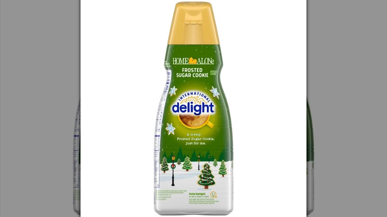 An upclose shot of the Home Alone Frosted Sugar Cookie creamer.