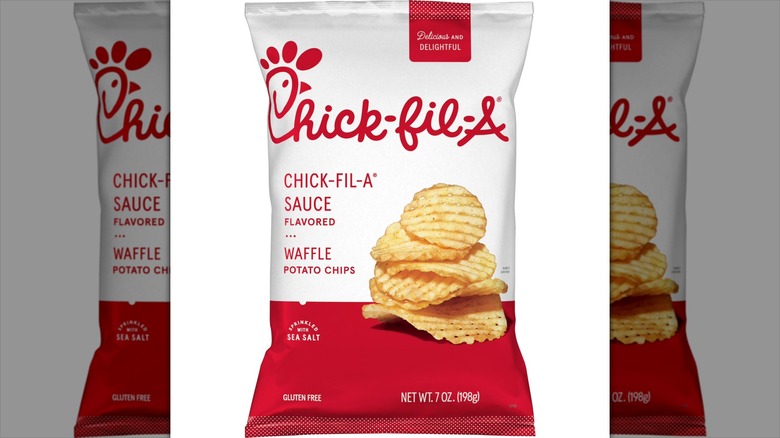 A bag of Chick-fil-A Sauce Waffle Potato Chips