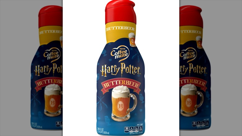 A bottle of Coffee mate Harry Potter Butterbeer creamer