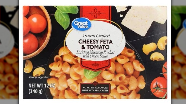 Package of Great Value Macaroni and Cheese, Feta and Tomato