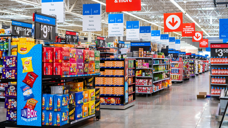 Walmart interior from the end of the aisles