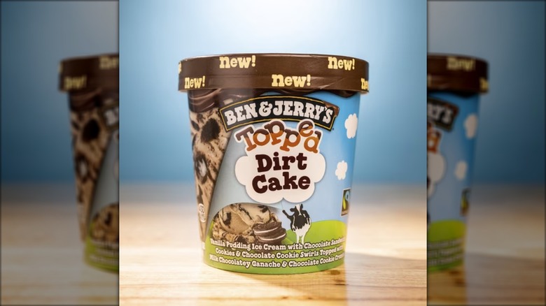 A pint of Ben & Jerry's Non-GMO Top Dirt Cake Ice Cream