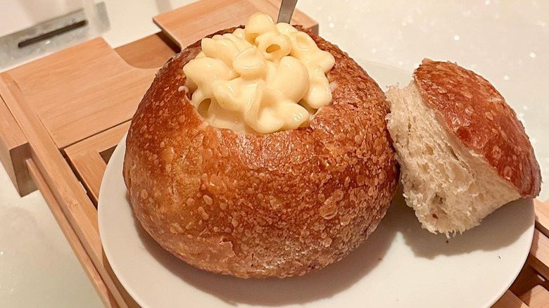 Panera Bread bowl with mac and cheese