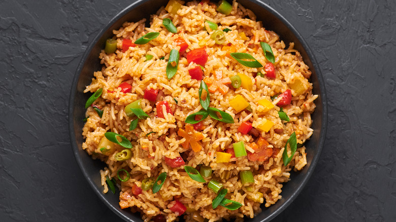 Fried rice in pan 