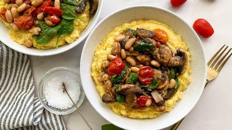 Creamy Polenta With White Beans And Spinach