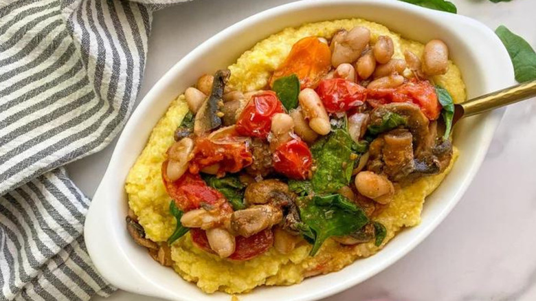 Creamy Polenta With White Beans And Spinach
