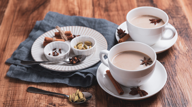 Masala chai with whole spices 