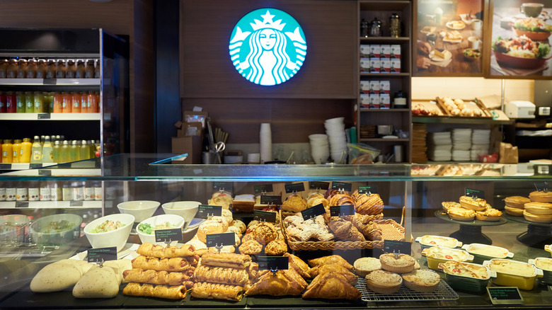 Starbucks bakery display with baked goods