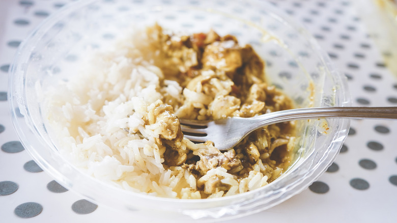 Bowl of rice and meat