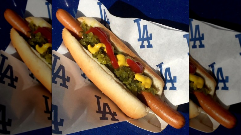 Classic Dodger Dog with relish, ketchup, and mustard