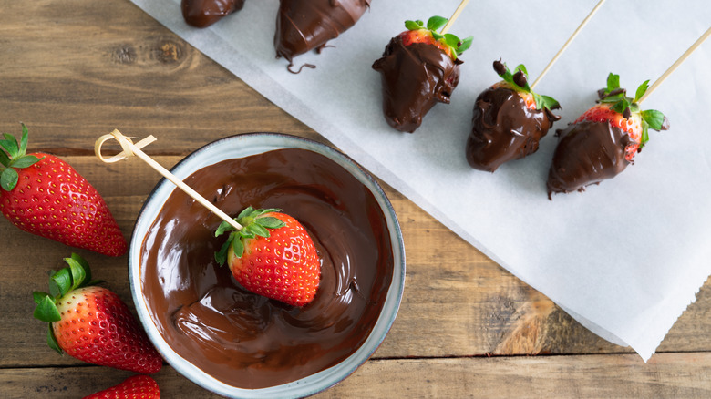 Strawberries dipped in chocolate