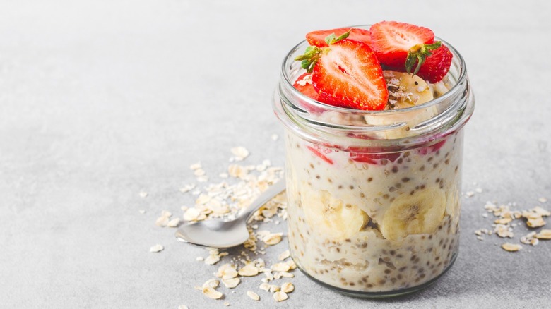 Overnight oats topped with berries