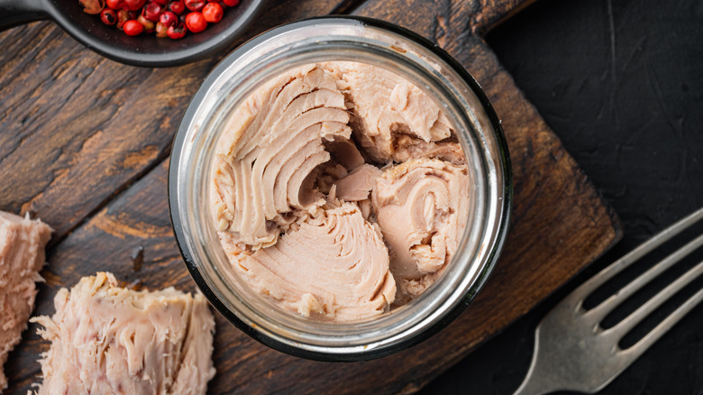 Top view of tuna in can