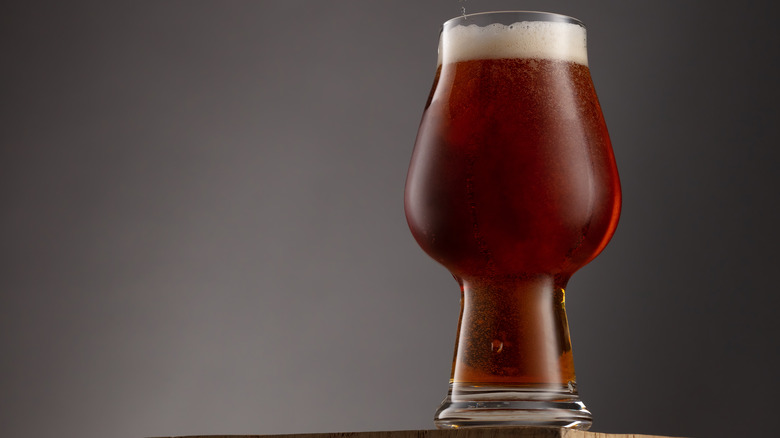 Glass of dry Irish stout beer