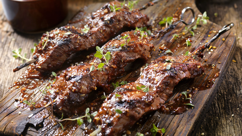 Grilled steak skewers