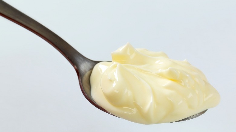 Mayonnaise on spoon