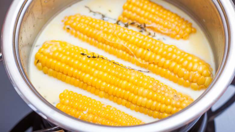 corn in a pot wiith milk