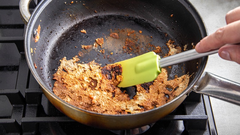 Burnt food in pan
