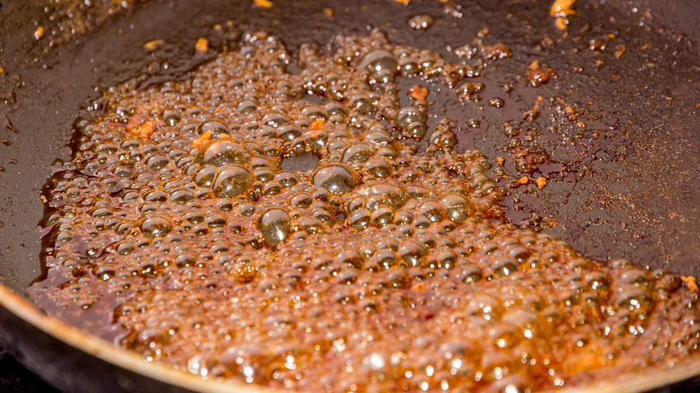 Pan with burnt sugar