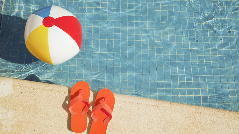 Swimming pool with flip flops