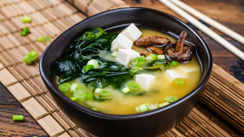 miso soup with vegetables in bowl