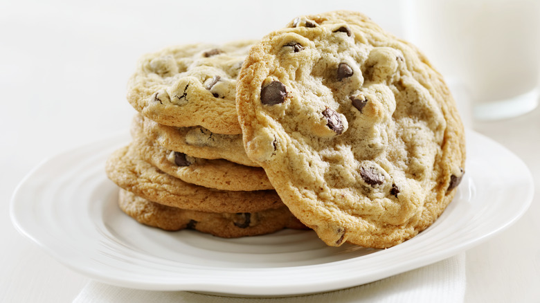 Chocolate chip cookies on plate