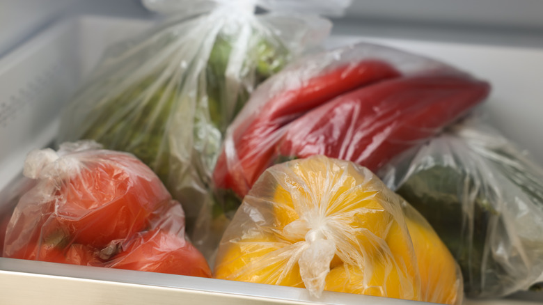 Bell peppers in refrigerator