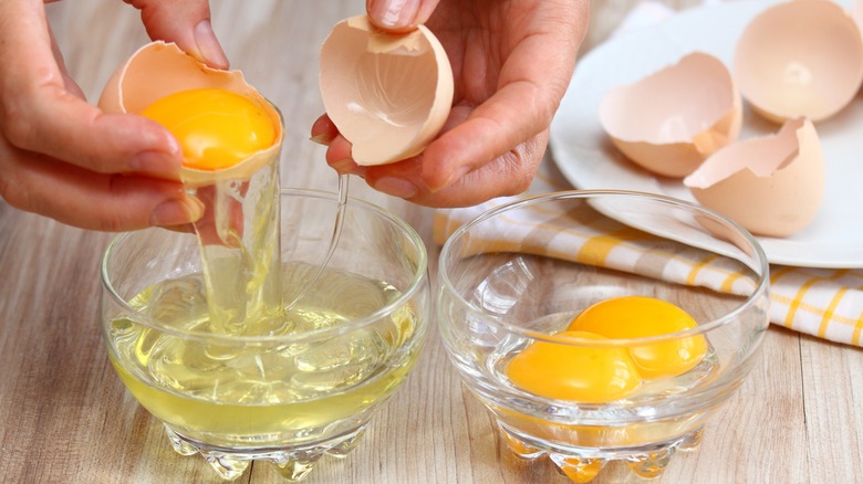 separating egg white from yolk