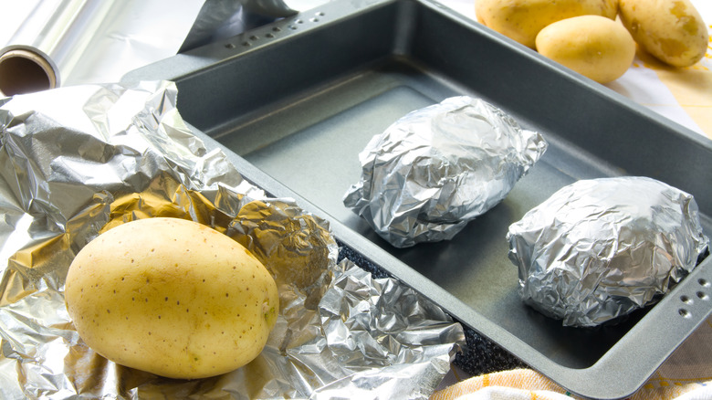Potatoes ready for baking