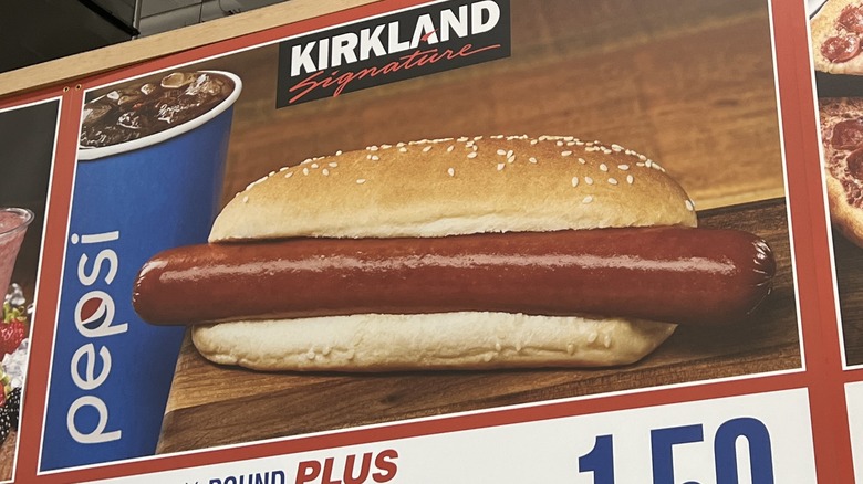 Costco Kirkland food court sign for hot dog