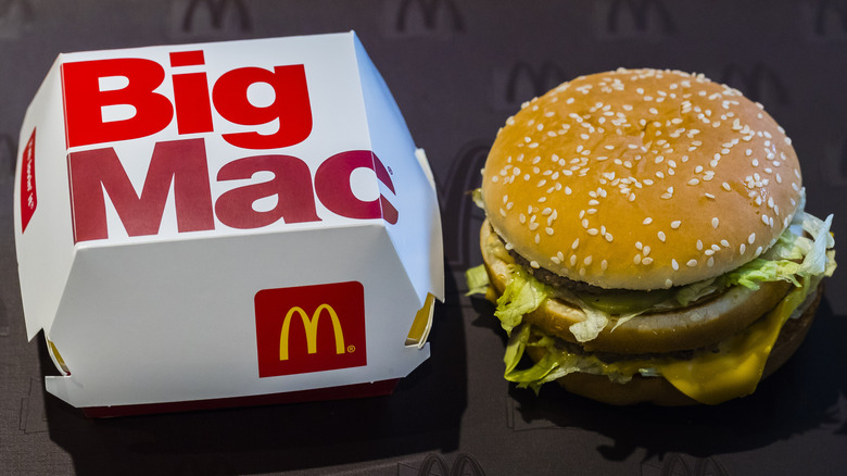 big mac burger next to box