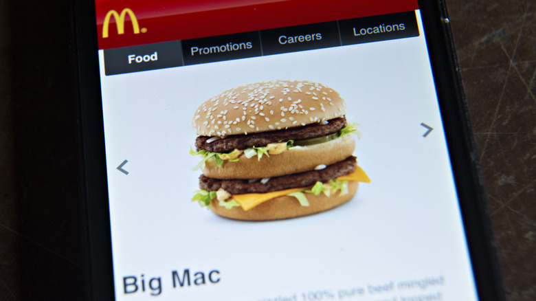 phone displaying mcdonald's app