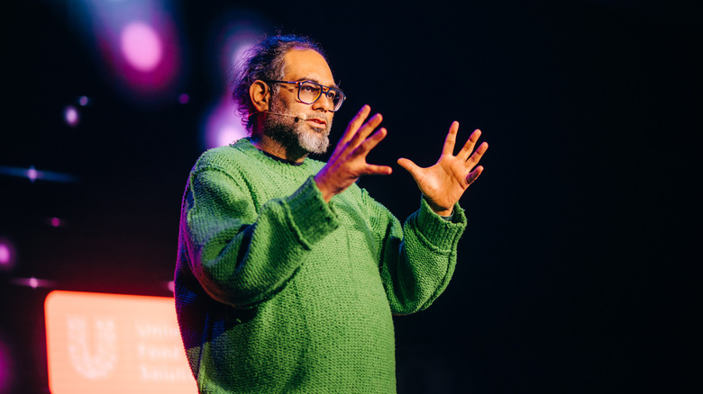Chef Gaggan Anand presenting at an event