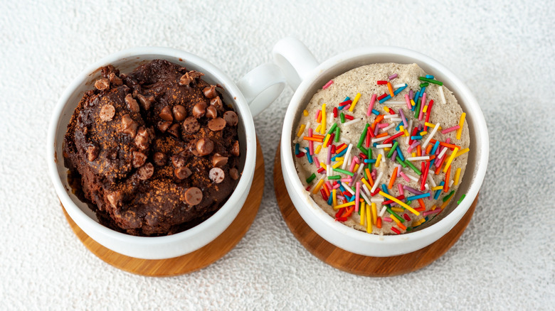 Top view of mug cakes