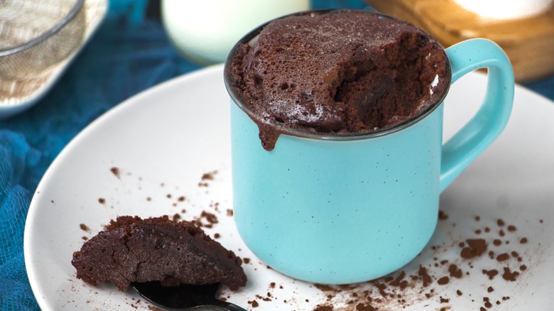 Messy chocolate mug cake