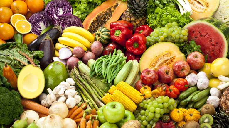 Assortment of fresh fruits and veggies