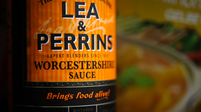 Bottle of Lea & Perrins Worcestershire sauce