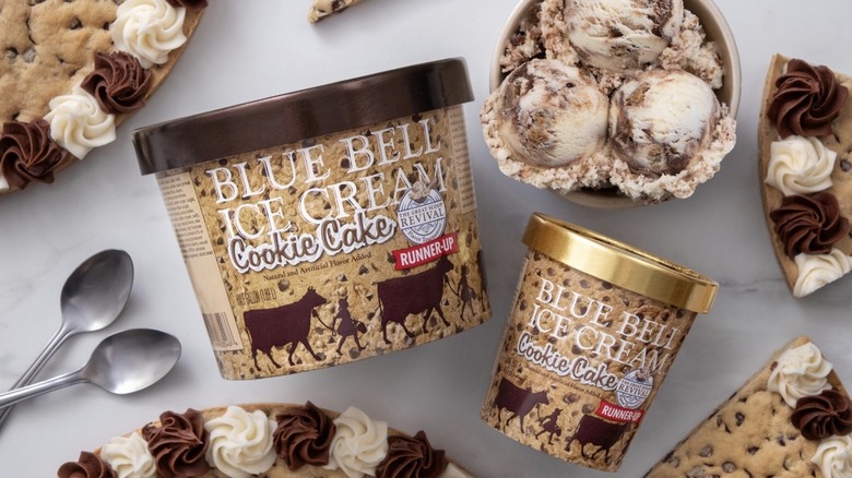 pints of blue bell cookie cake ice cream