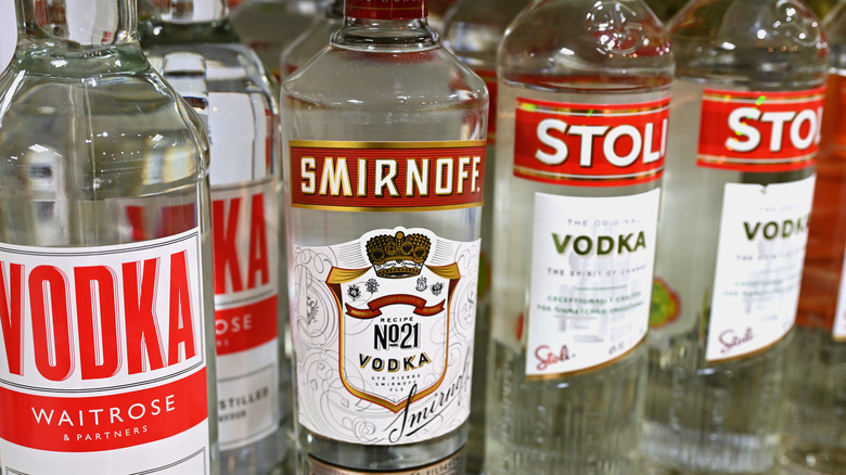 bottles of vodka on shelf