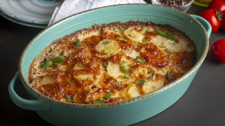 A scalloped potato casserole.