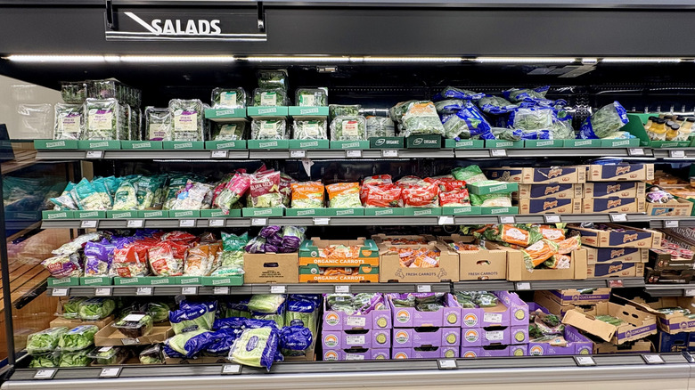 Salad section of an Aldi store