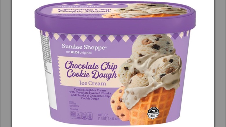 Container of Sundae Shop Chocolate Chip Cookie Dough ice cream