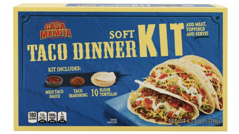 Cover of Casa Mamita Soft Taco Dinner Kit featuring three loaded tacos