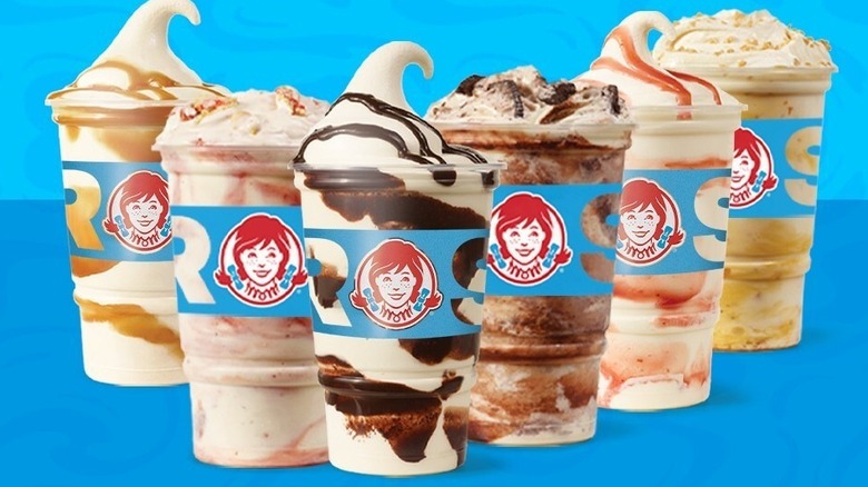 Wendy's new lineup of Frosty Swirls and Frosty Fusions against a blue background