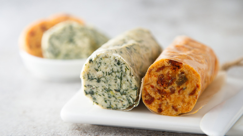 two rolls of compound butter