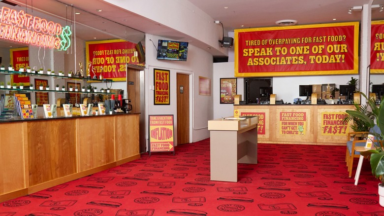 The interior of Chili's Fast Food Financing popup store in New York City