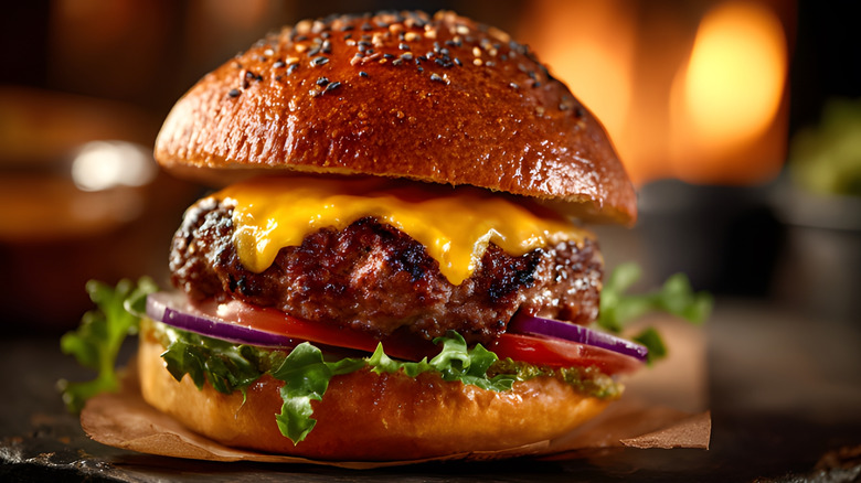 Cheeseburger with melted cheese