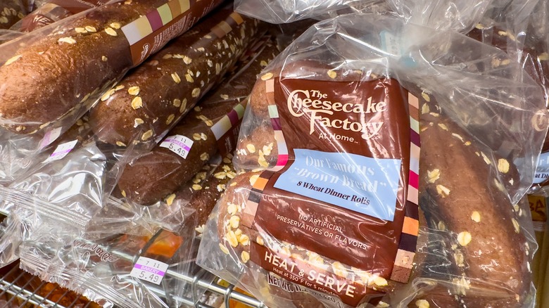 bags of Cheesecake Factory brown bread with oats