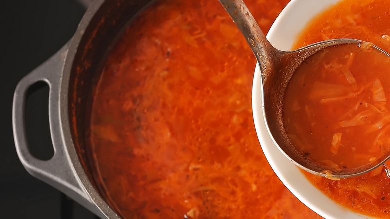 watery red soup